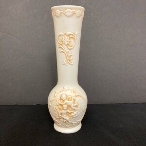 Vtg Lefton Cherub Bud Vase #1597 Porcelain Bisque 6.5"